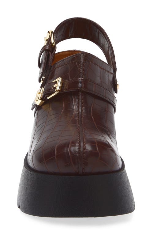 Ganni Crocodile-effect Buckle Pumps In Multi