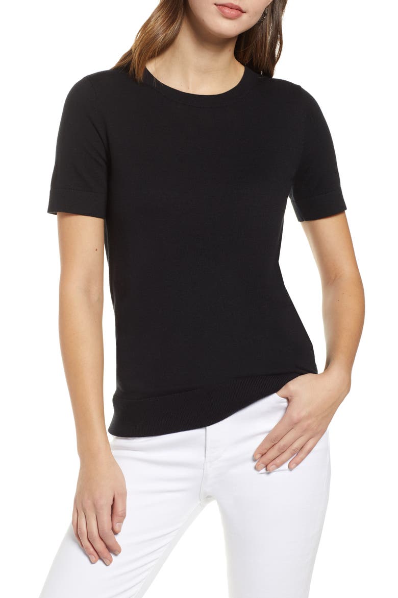Crewneck Sweater, Main, color, BLACK