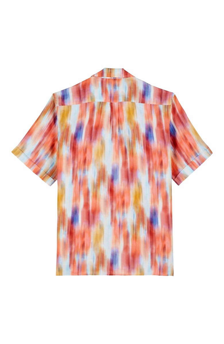 Vilebrequin Men's Bowling Linen Ikat Flowers Shirt, Alternate, color,