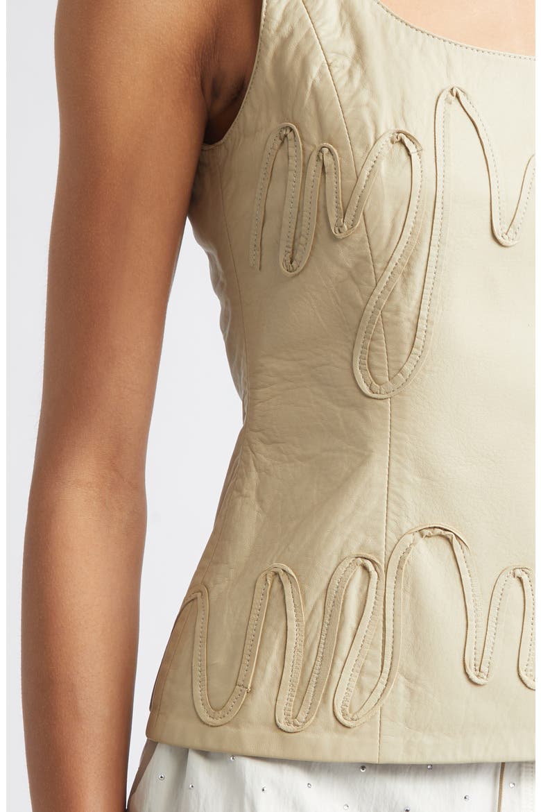 Fil Leather Top, Alternate, color, ECRU