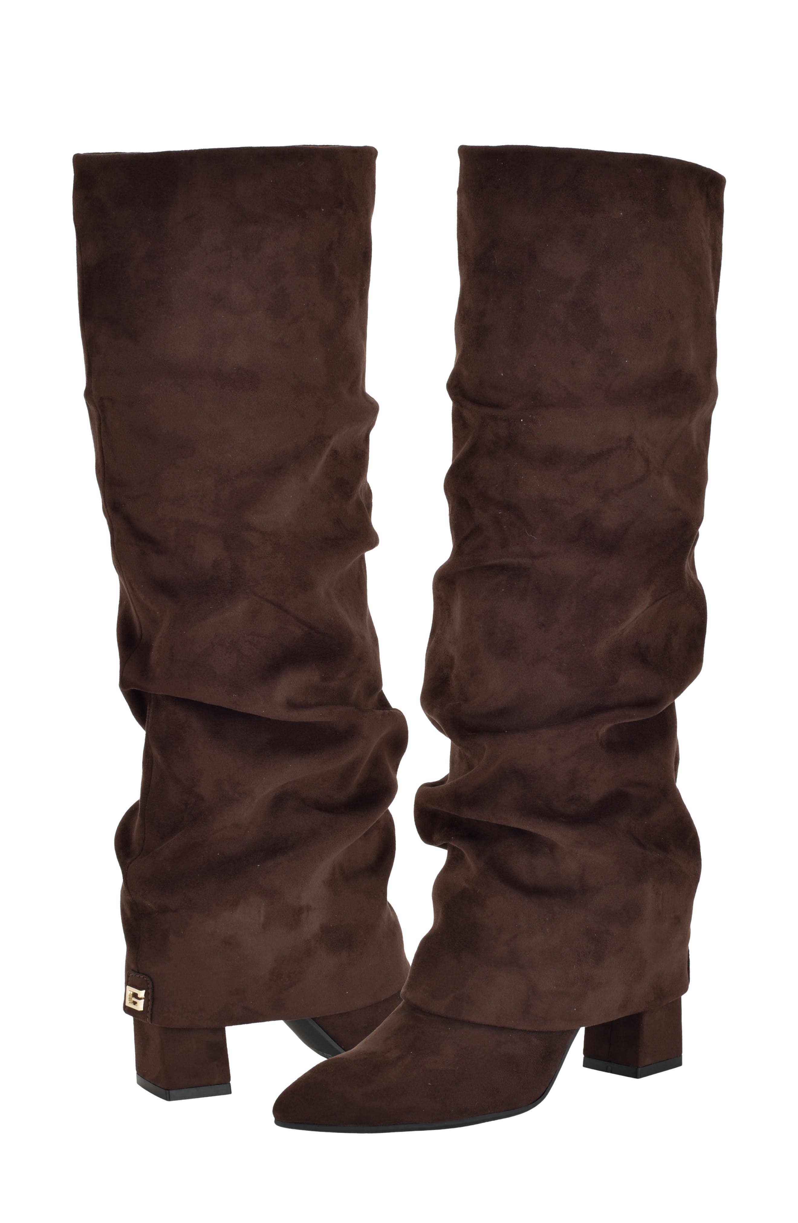 Geima Pointed Toe Slouch Foldover Boot, Alternate, color, DARK BROWN