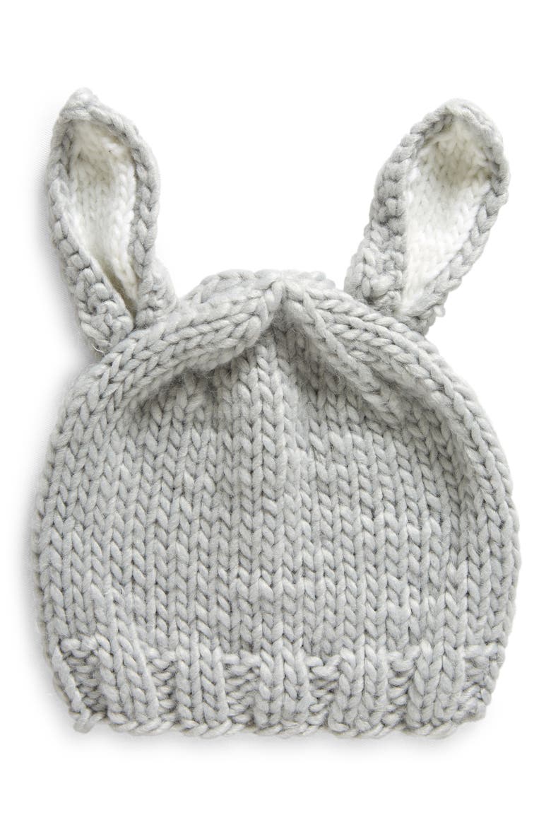 Blueberry Hill 'Bunny' Knit Hat, Main, color, GREY/ WHITE