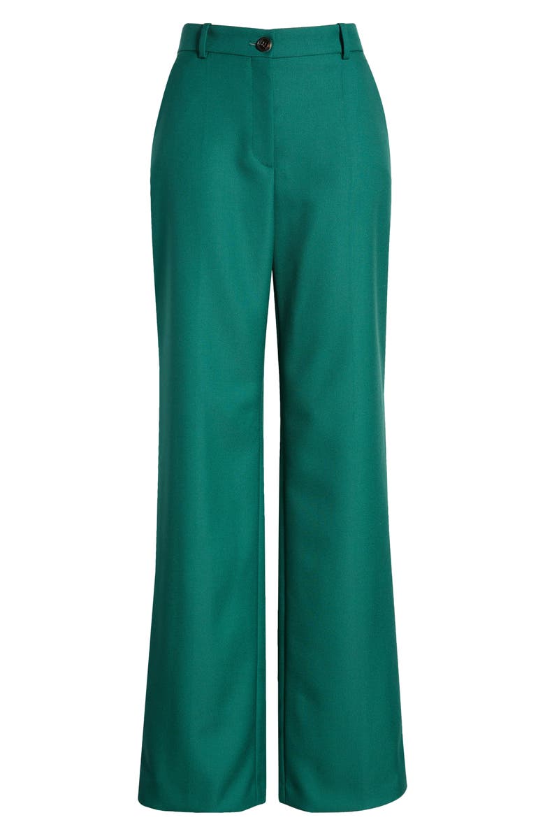 BOSS Tireka Virgin Wool Flare Trousers, Alternate, color, Open Grn