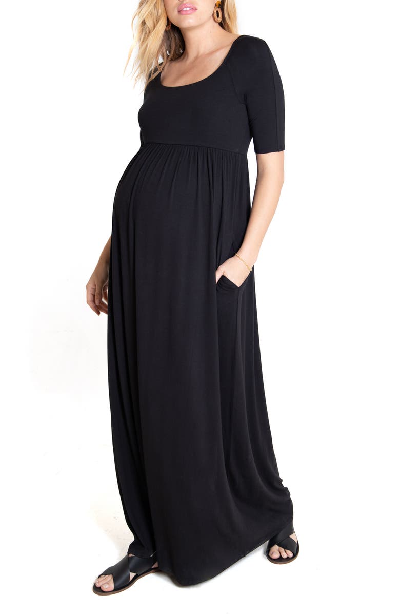 Ingrid & Isabel<sup>®</sup> Elbow Sleeve Maternity Maxi Dress, Main, color, 