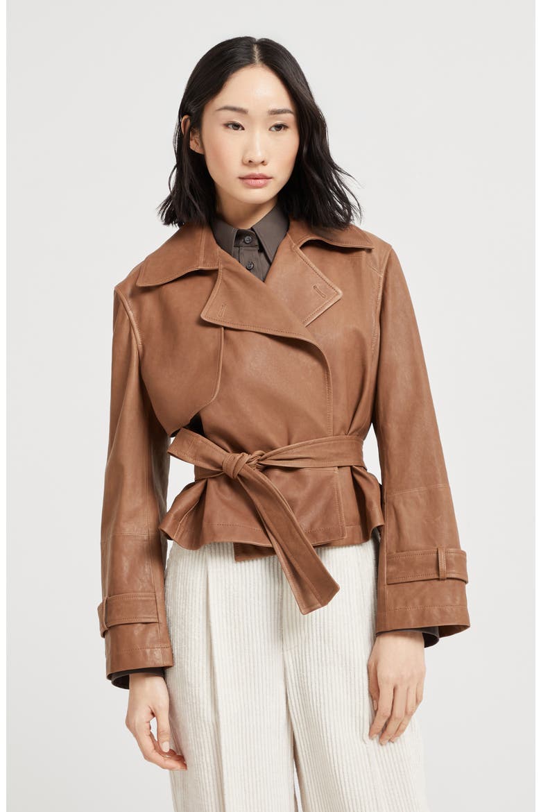 Vintage nappa Crop trenchcoat, Alternate, color, Leather