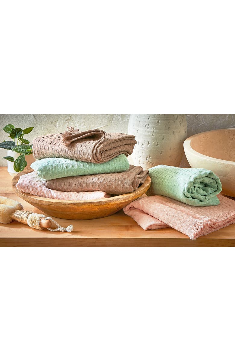 tag Wellbeing Waffle Wash Cloth Set Blush Cotton Everyday Use, Alternate, color, Pink