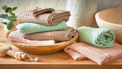 Tag Wellbeing Waffle Wash Cloth Set Of 2 Blush Cotton Everyday Bath Tablecloths Runners Throws Machi In Pink