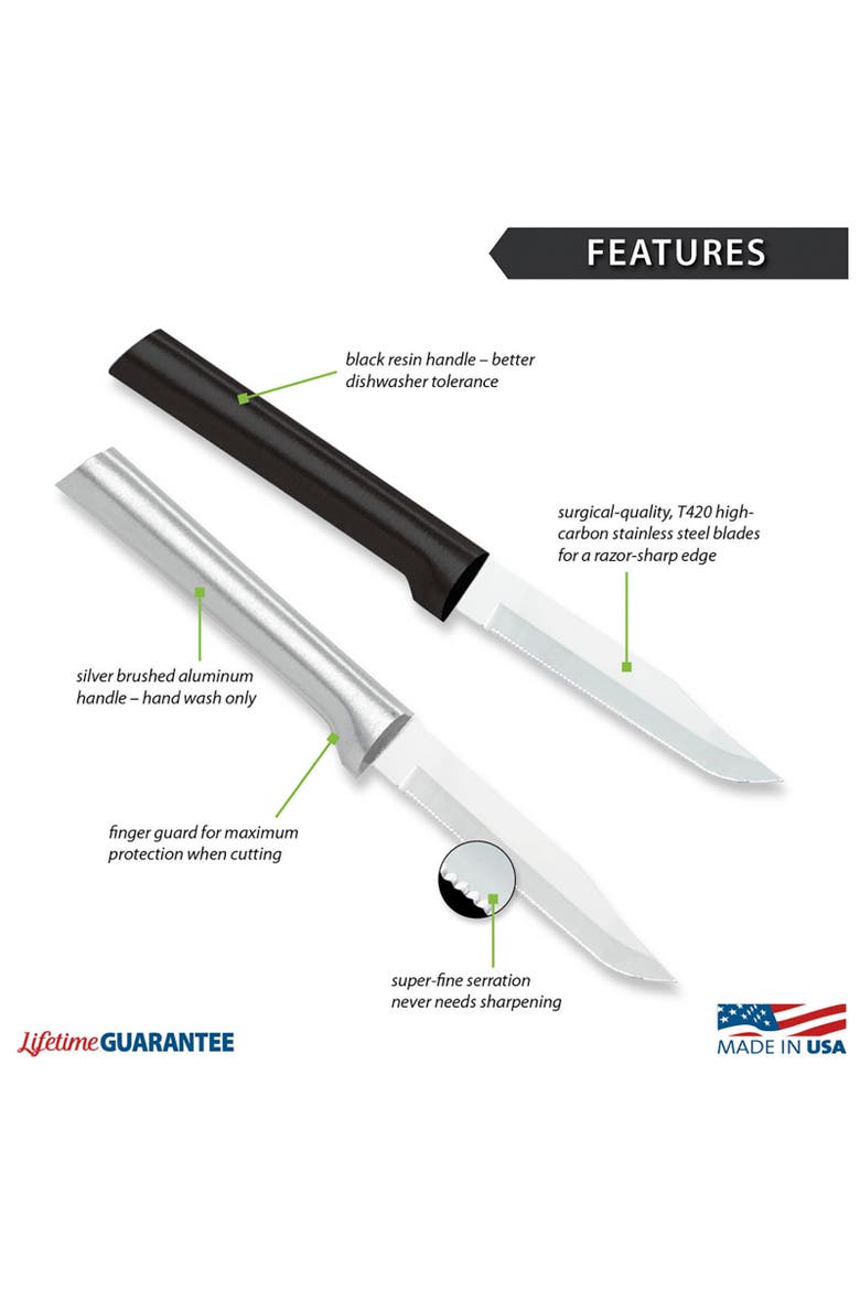 Cutlery 3.25-Inch Serrated Regular Paring Stainless Steel Blade, Alternate, color, Black