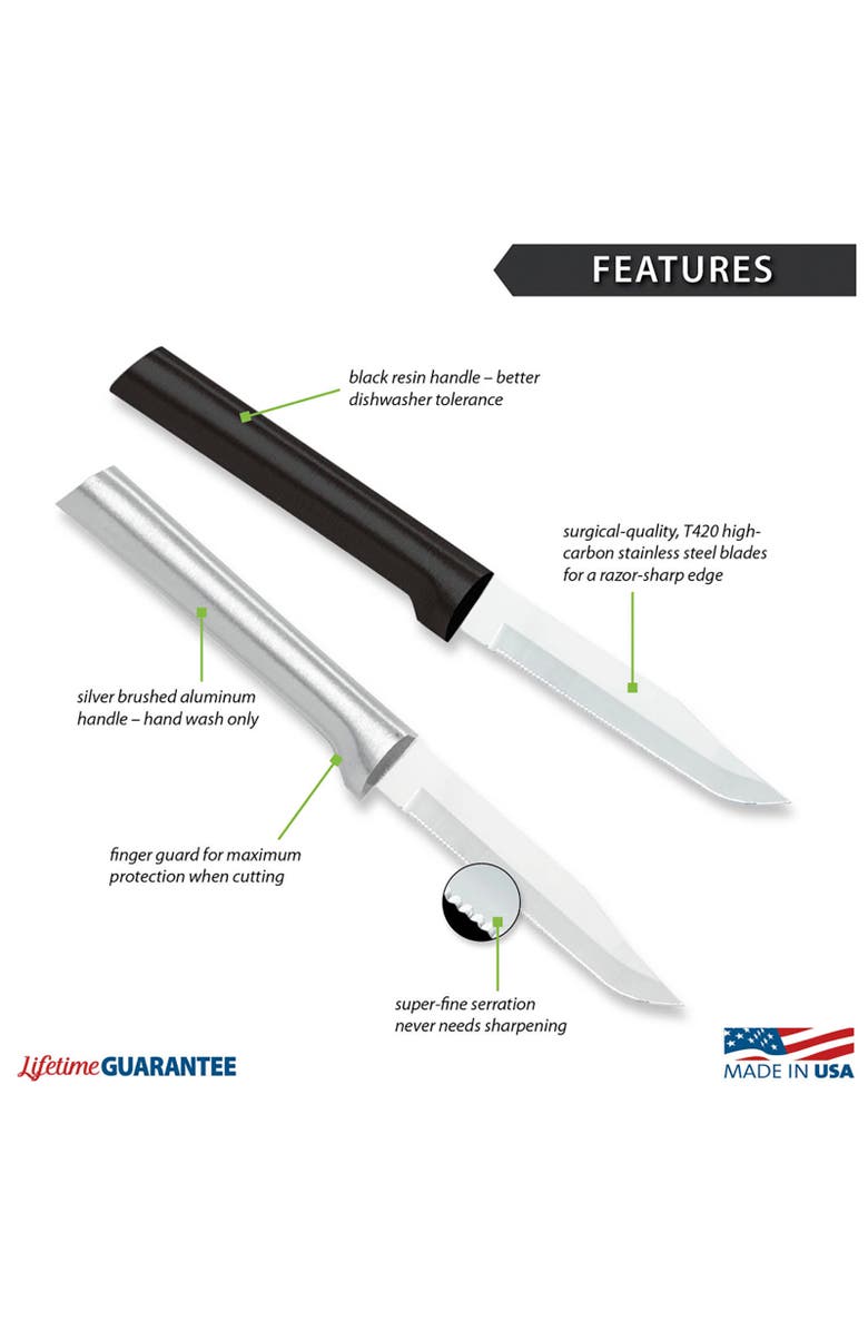 Rada Cutlery 3.25-Inch Serrated Regular Paring Stainless Steel Blade, Alternate, color, Black