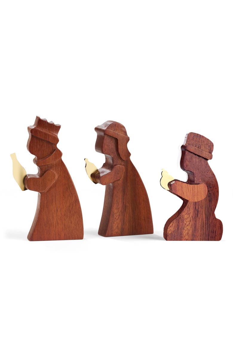 Nambé Nativity 3-Piece Wood Wise Men Set, Alternate, color, Brown