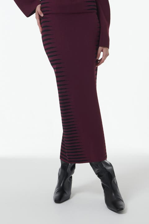 Jacquard Pencil Skirt - Shorter Length