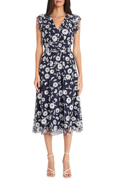 Floral Mesh Overlay Dress