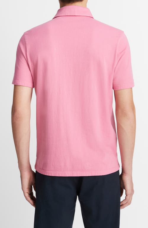 Vince Regular Fit Garment Dyed Cotton Polo In Washed Pink Blaze