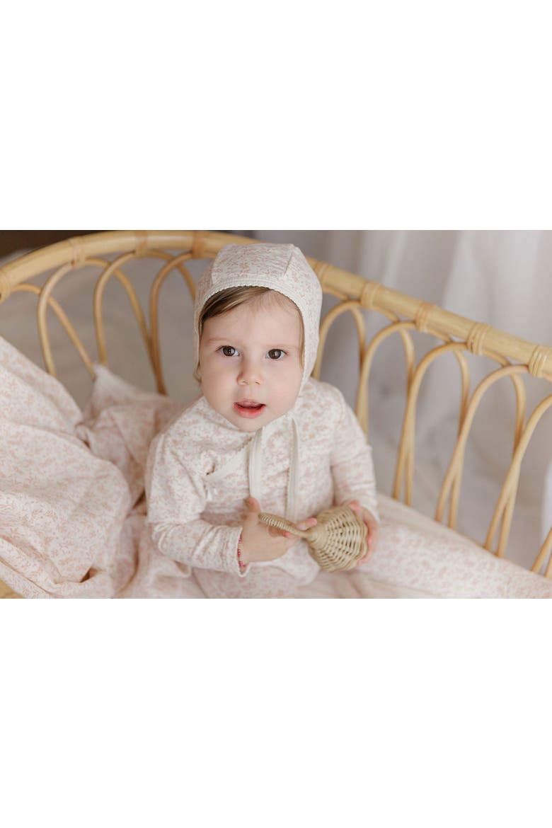 Modal French Terry Vine Collection - Footie + Bonnet, Alternate, color, Ivory/Pink