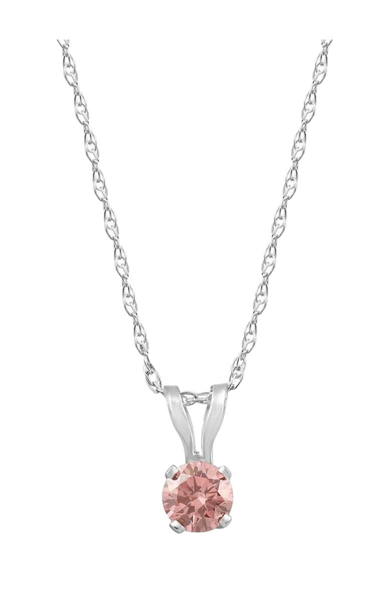 Bliss Diamond 1/5 Ct Pink Diamond Lab Grown Solitaire Pendant 14k Gold 18" Necklace, Alternate, color, 