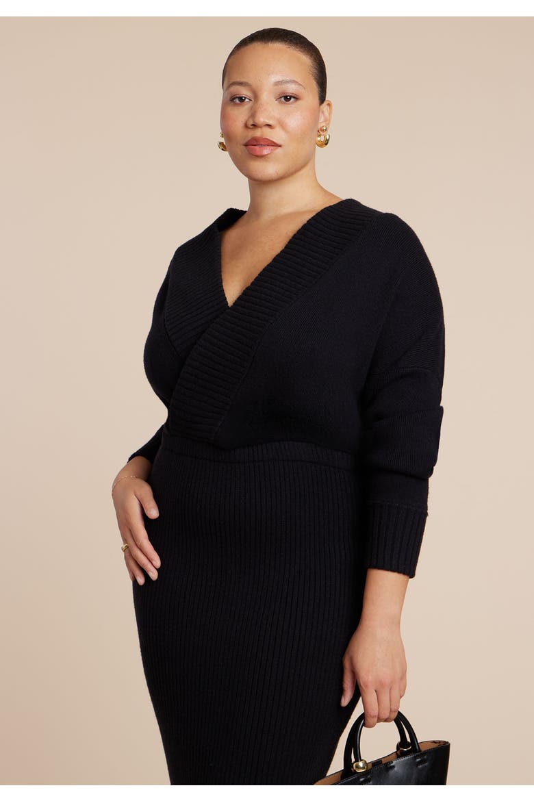 Wrap Sweater Maxi Dress, Alternate, color, BLACK ONYX