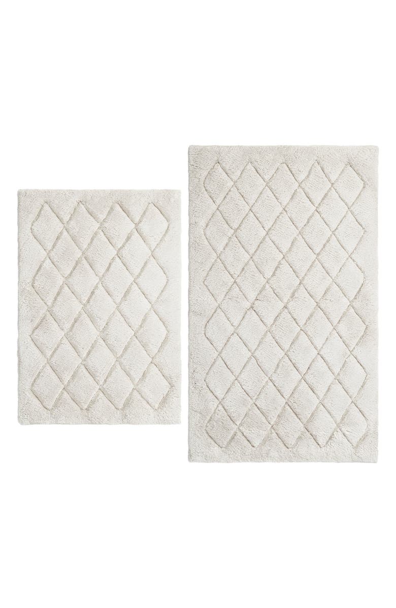 Vera Wang Set of 2 Marquise Diamond Bath Rugs, Main, color, Aquamarine