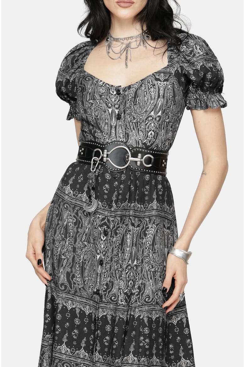 Zelira Paisley Print Midi Dress, Alternate, color, Black