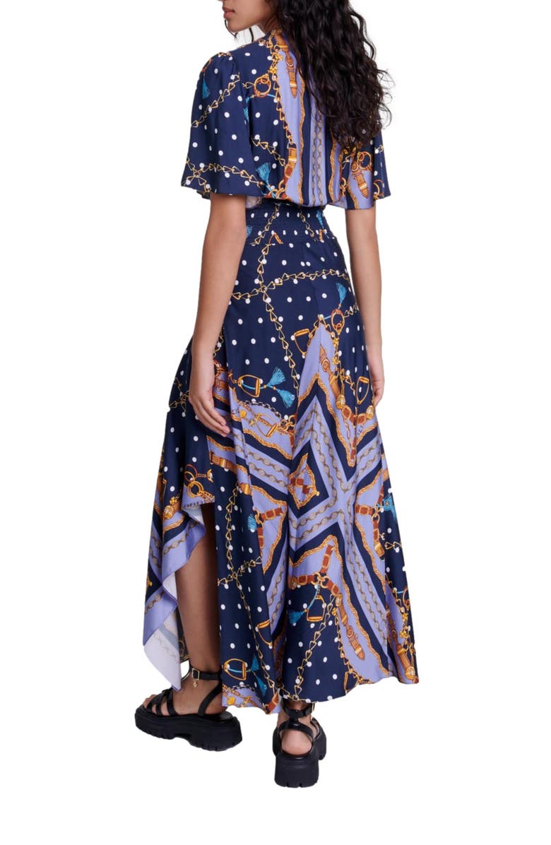 maje Satin-look patterned maxi dress, Alternate, color, 