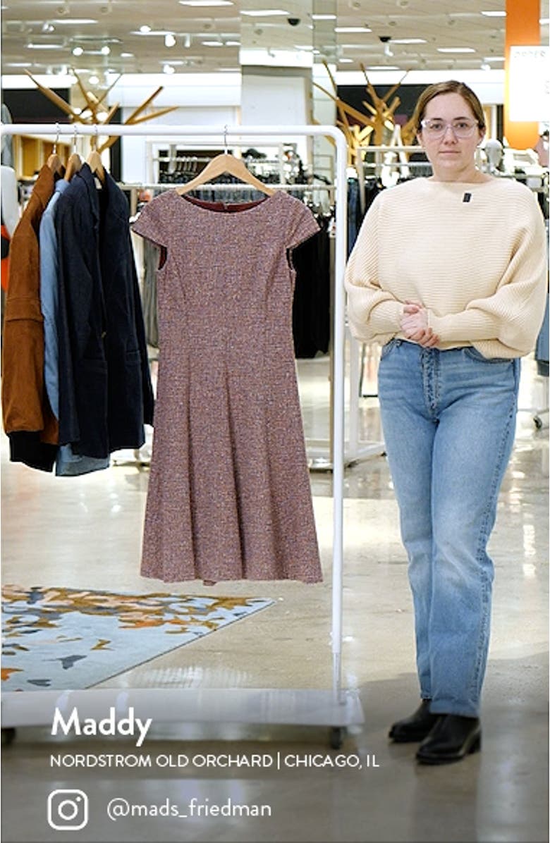 Cap Sleeve Tweed Fit & Flare Dress, sales video thumbnail