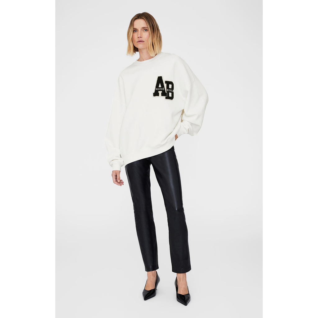 Anine Bing Miles Oversized Sweatshirt Letterman In White