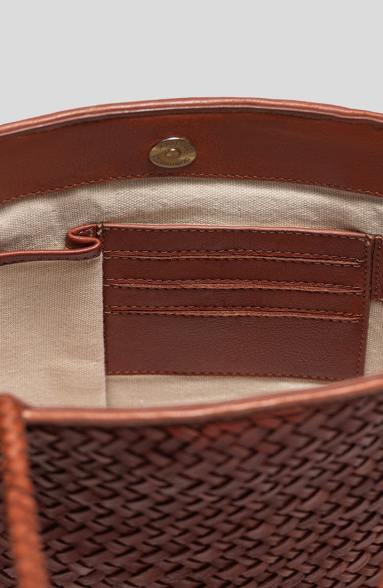 Ecotorie Arlington Woven Leather Bucket Bag, Alternate, color, Brandy