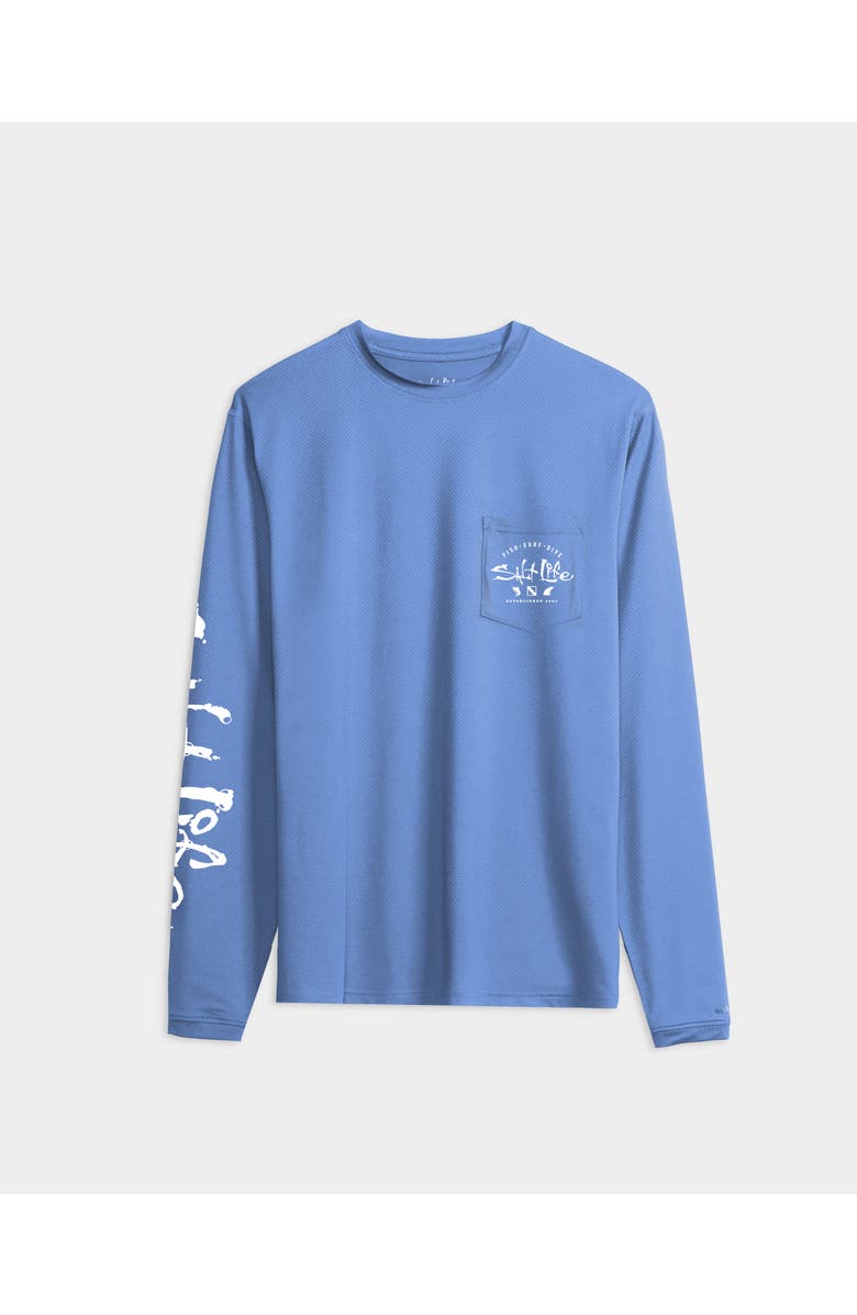 Salt Life Waterman’s Trifecta SLX Performance Long Sleeve, Alternate, color, Harbor Blue Heather