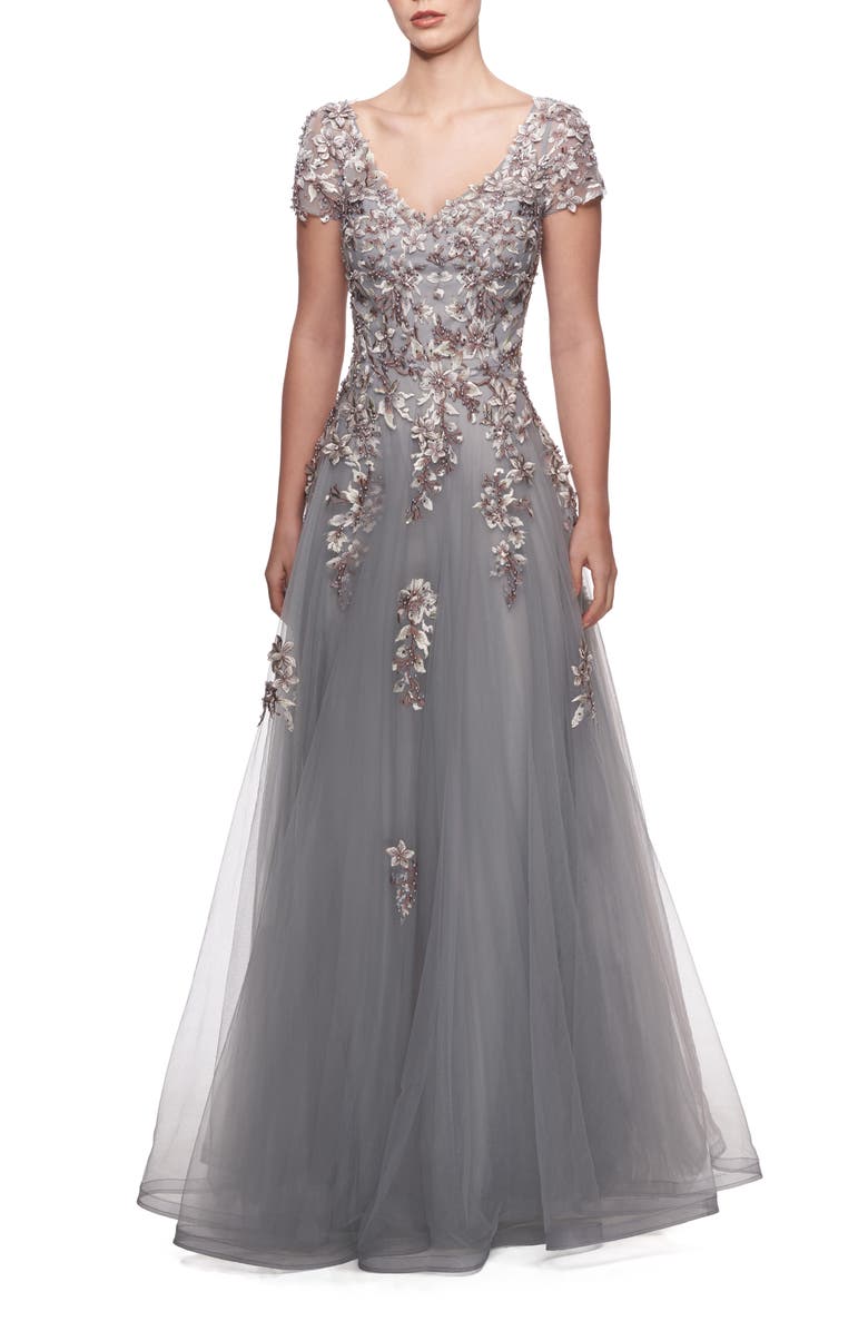La Femme Embroidered & Beaded Ballgown, Main, color,