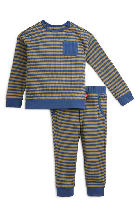 Kids' Waffle Striped Top & Leggings Set