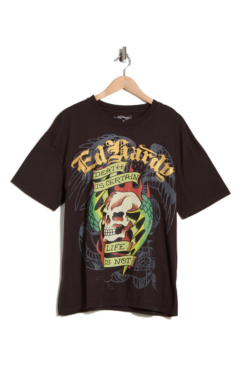 Ed Hardy Wing Skull Cotton Graphic T-Shirt, Alternate, color, Vintage Black