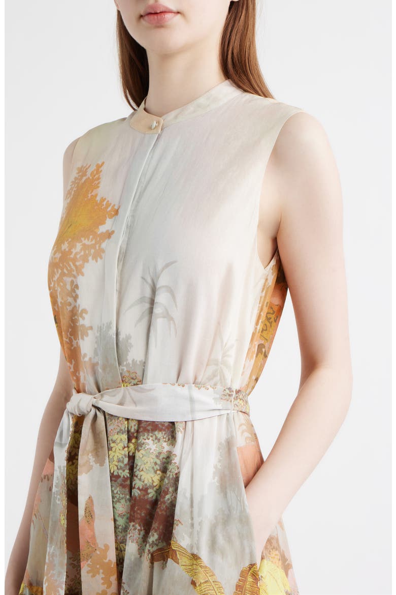 Jill Placed Print Sleeveless Cotton Shirtdress, Alternate, color, CORAL MULTI
