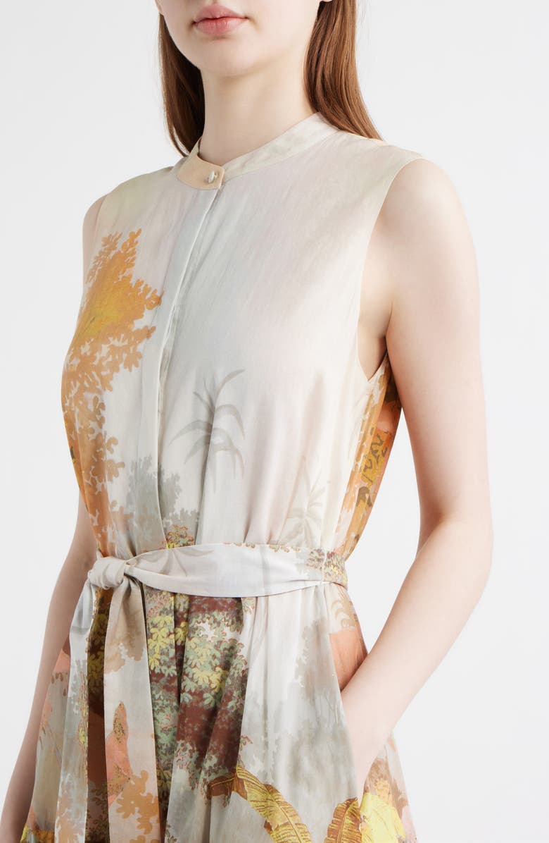 KOBI HALPERIN Jill Placed Print Sleeveless Cotton Shirtdress, Alternate, color, Coral Multi