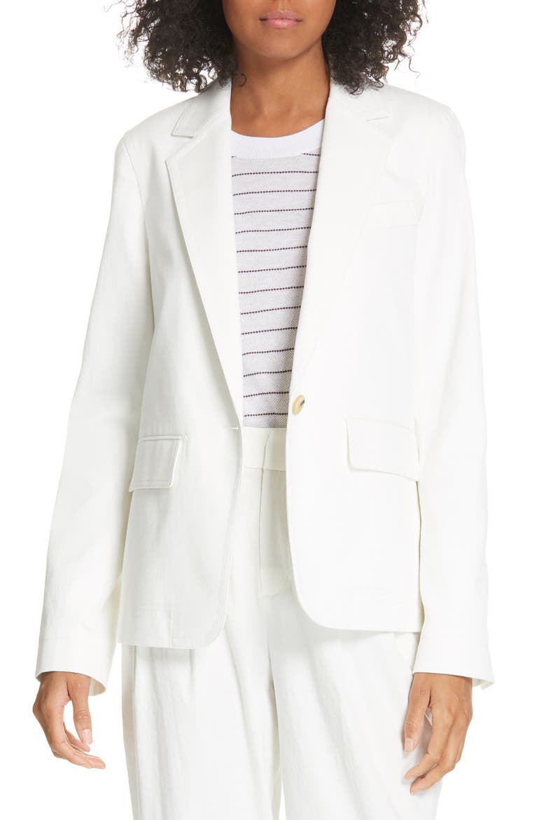 Cotton & Linen Blend Jacket, Main, color, OFF WHITE