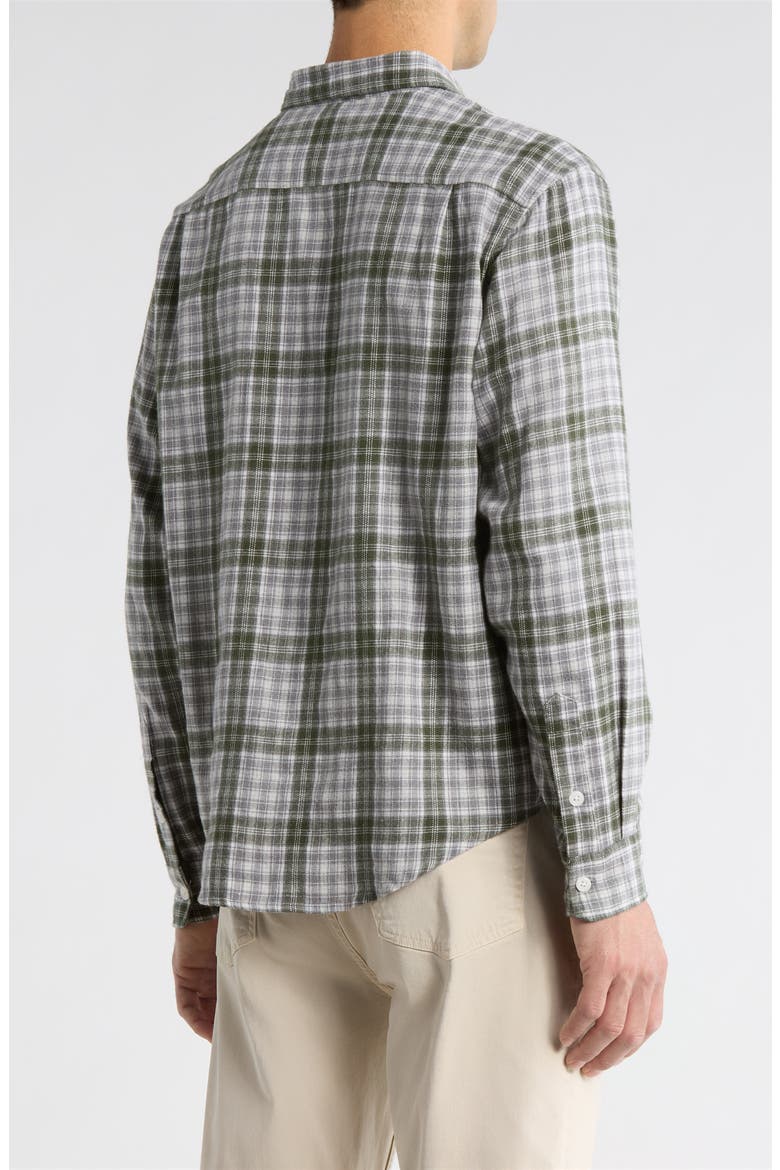 Foreman Classic Fit Plaid Flannel Button-Up Shirt, Alternate, color, DARK GREEN/GREY