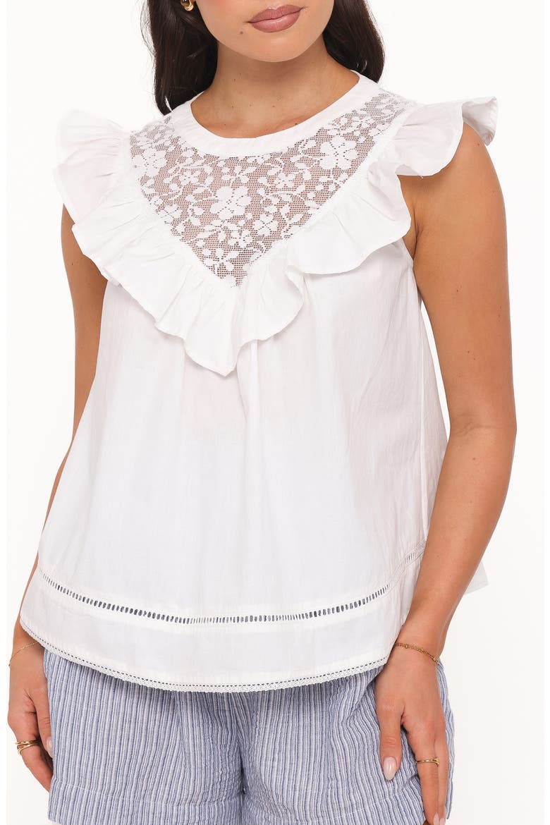 Kiran Ruffle Poplin Top, Main, color, WHITE