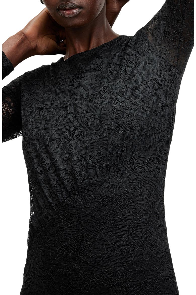Edana Long Sleeve Lace Dress, Alternate, color, BLACK