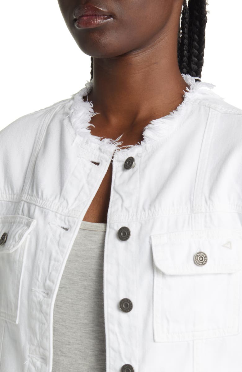 HIDDEN JEANS Fitted Frayed Denim Trucker Jacket, Alternate, color, 