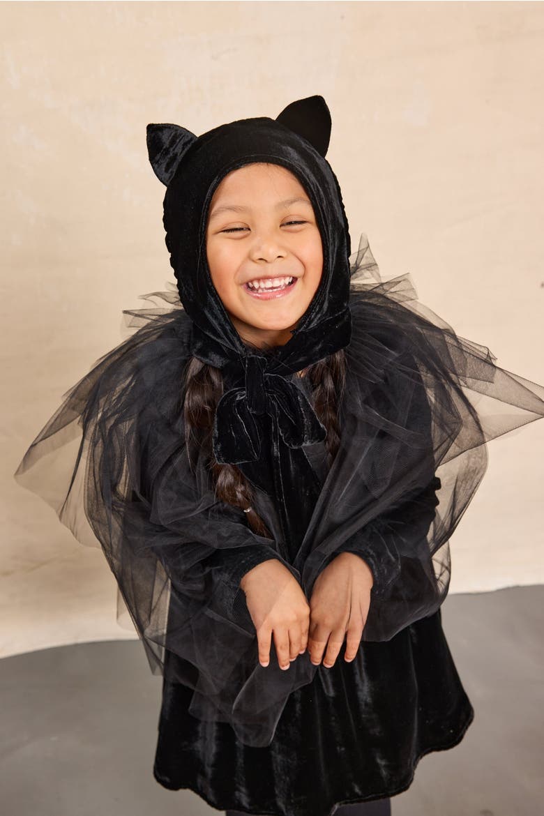 Vintage Cat Cape for Girls, Alternate, color, Black