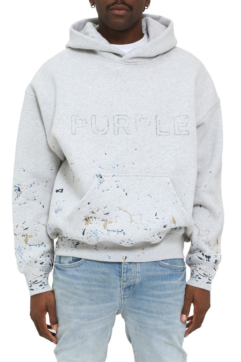 Heavyweight Fleece Cotton Graphic Hoodie, Main, color, HEATHER