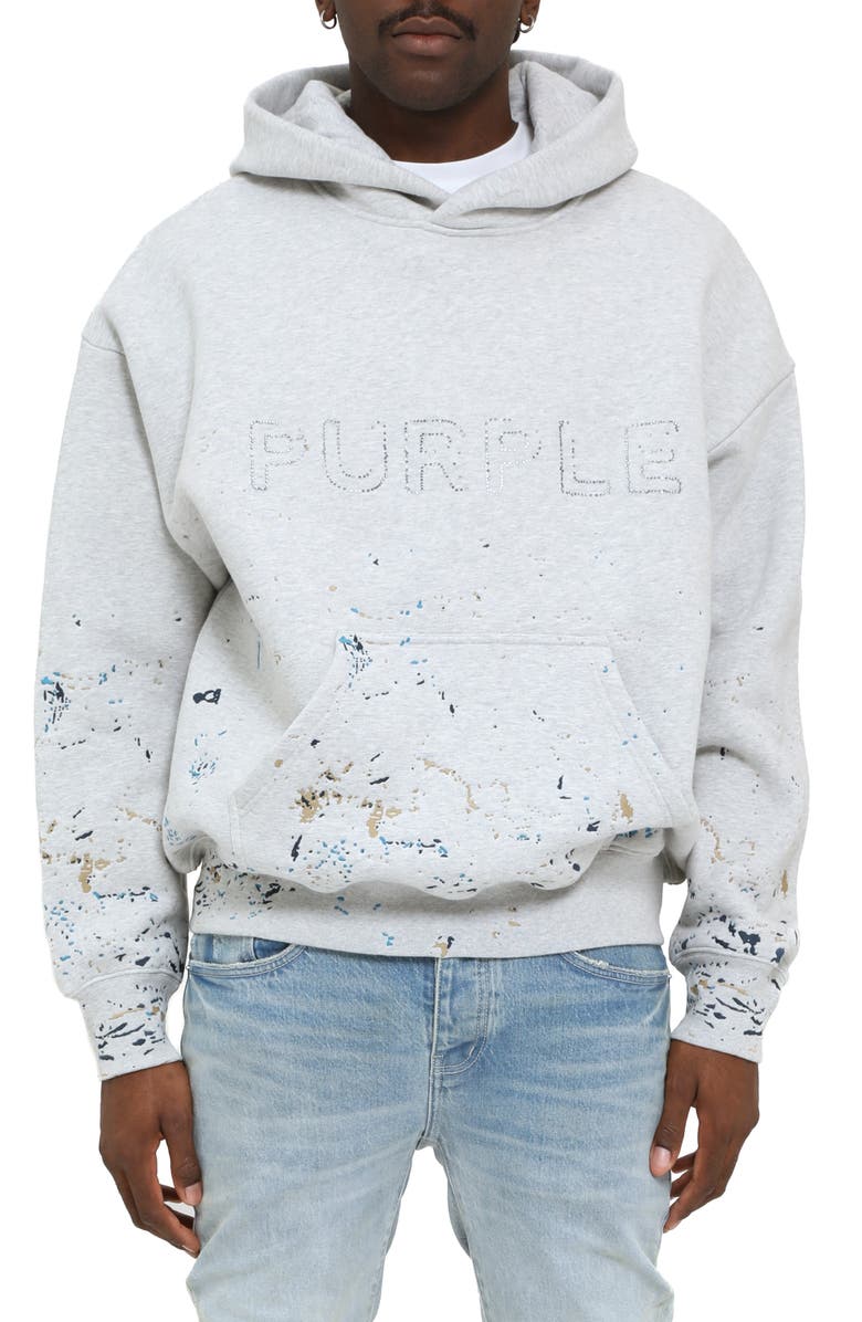 PURPLE BRAND Heavyweight Fleece Cotton Graphic Hoodie, Main, color, Heather