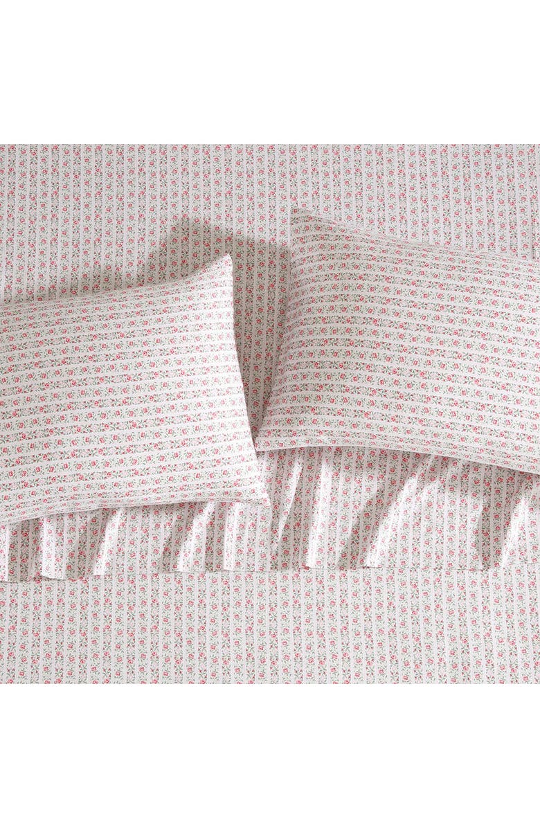 Laura Ashley Marta Stripe King Cotton Sheet Set, Alternate, color, Lt-Pastel Pink