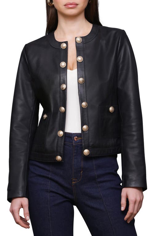 Bagatelle Genuine Leather Collarless Lady Jacket in Black  product