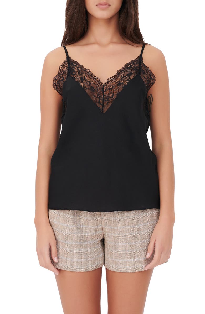 maje Lace Silk Camisole, Main, color, 