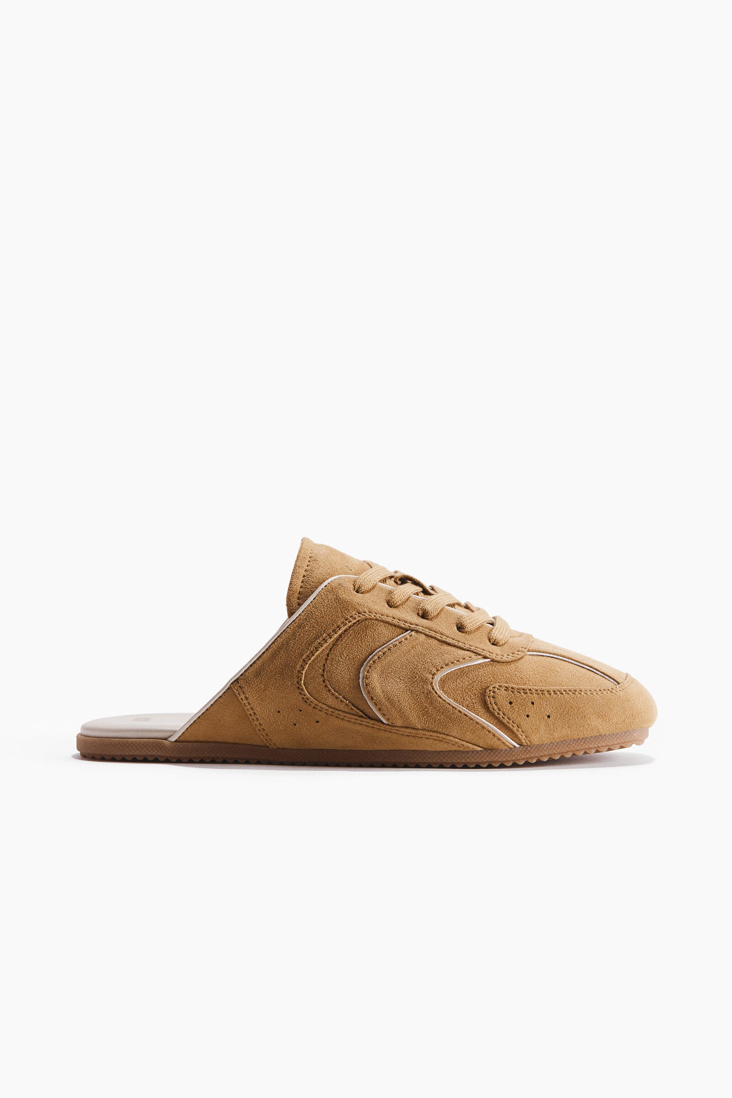 H&M Trainer-style Leather Mules, Alternate, color, Dark Beige