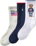 Polo Ralph Lauren Assorted 3-Pack Bear, Polo & Pony Crew Socks