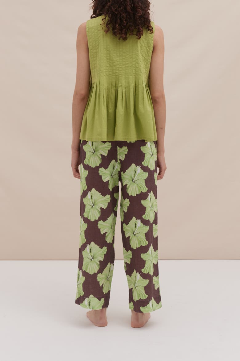 PLEATED CAMI AND TROUSER SET, Alternate, color, GRAND HIBISCUS COCOA