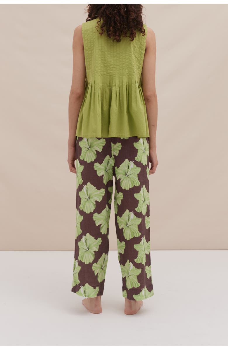 Desmond & Dempsey Pleated Cami & Trouser Set, Alternate, color, Grand Hibiscus Lime & Cocoa