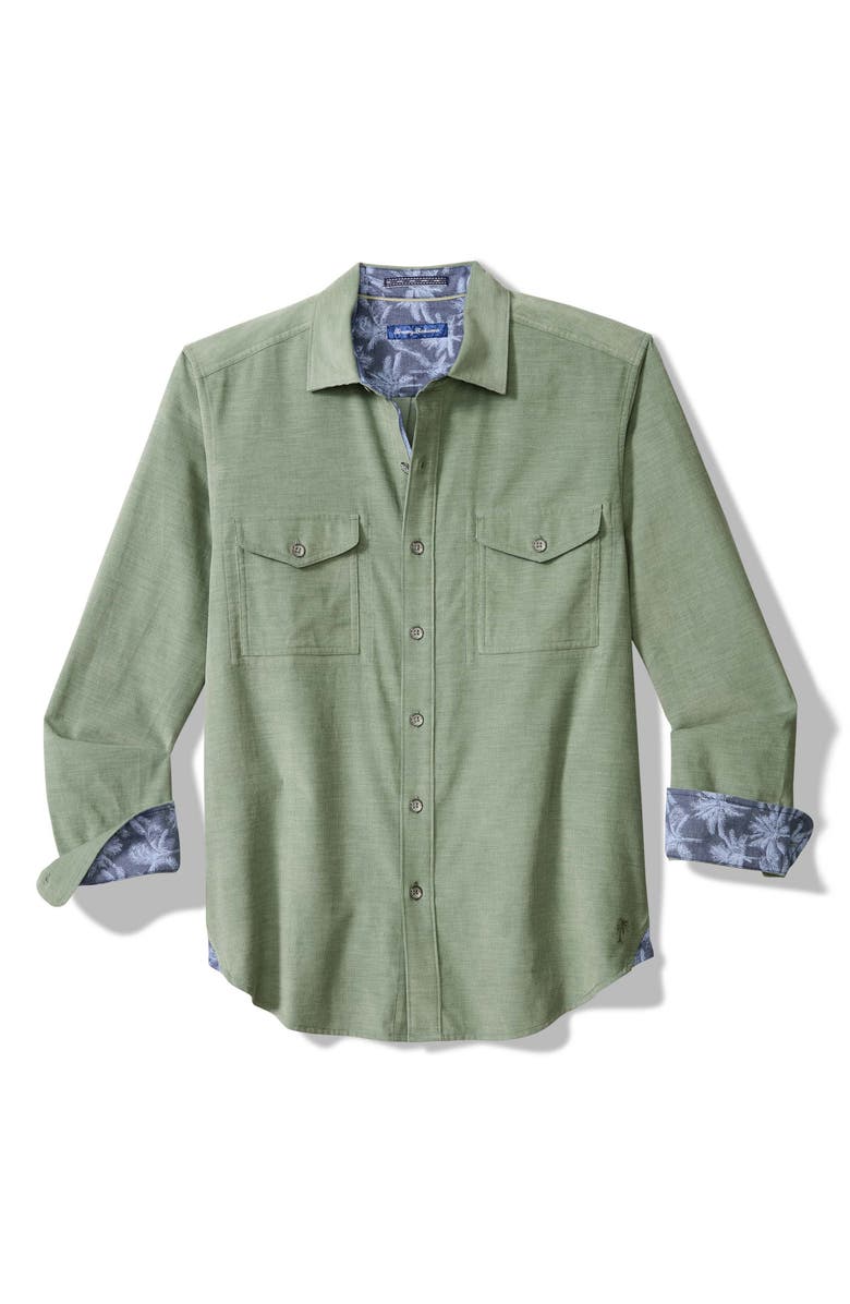 Tommy Bahama Coastline Cord Heather Bay Cotton Corduroy Button-Up Shirt, Main, color, Dark Spa Heather
