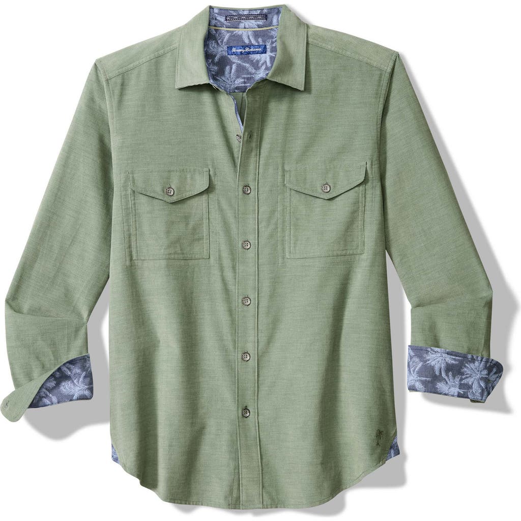 Tommy Bahama Coastline Cord Heather Bay Cotton Corduroy Button-up Shirt In Green