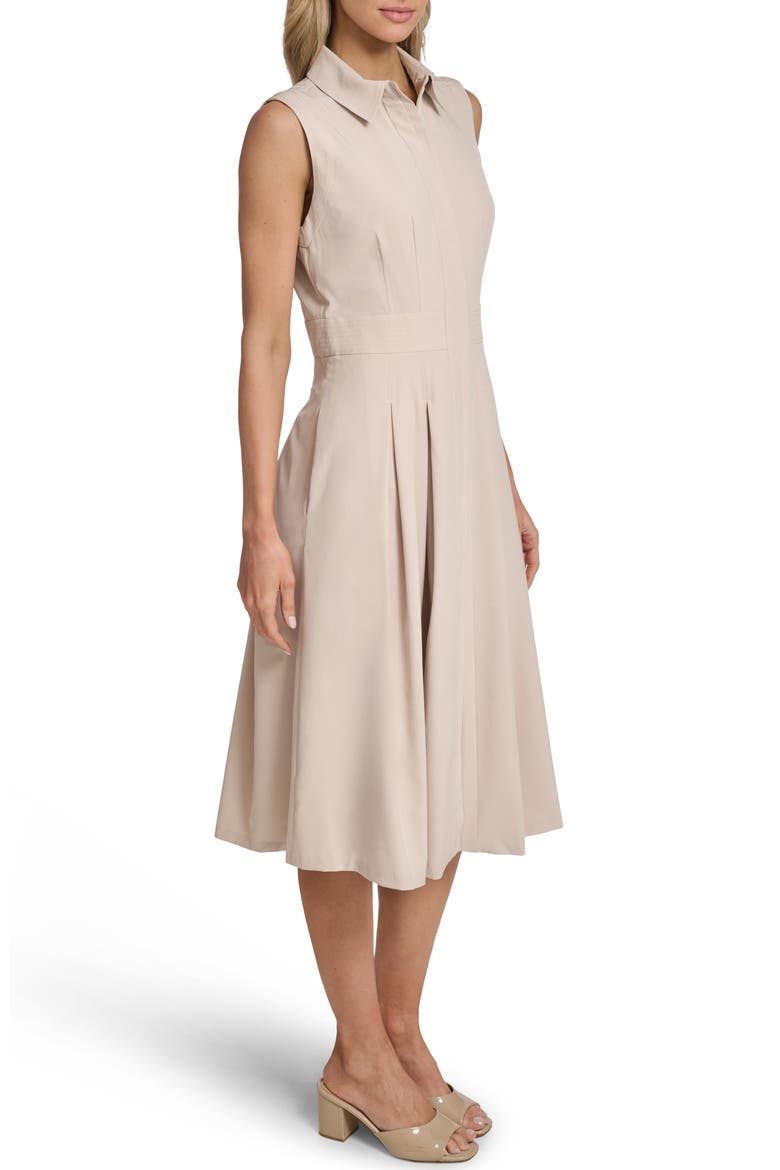 khaki sleeveless shirt dress Button Up Sleeveless Shirt Dress Khaki / XS / 65% Tencel / 35% Rayon